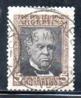 ARGENTINA 1911 DOMINGO F. SARMIENTO 5c USED USADO OBLITERE' - Usati