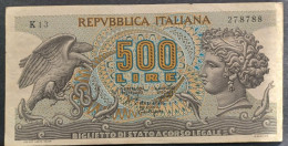 BANKNOTE ITALY 500 LIRE 1966 PRINTED GUBBELS SIGNORETTI UNCIRCULATED - 500 Liras