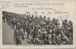 CARTE MILITAIRE -LE DEF DES PREMIERES TROUPES AMERICAINES DEBARQUEES  EN FRANCE - JUIN 1917 - Personen