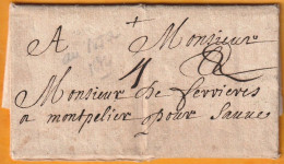 1684 - Belle Lettre Pliée Avec Correspondance Familiale De Le Pujol / Le Poujol Sur Orb Vers Montpellier Pour Saune ? - ....-1700: Precursors