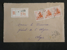 DM2 ALGERIE   LETTRE DEVANT  1943  PETIT BUREAU L ARBA +BANDE DE 3 TP+AFF.   INTERESSANT+ + - Briefe U. Dokumente