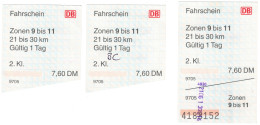 Lot Mit 3 Fahrscheinen Der DB Von Crivitz Nach Schwerin, Aus Den Jahr 1999, I-II - Ferrovie