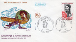 France FDC - LOUIS BLÉRIOT - Ingénieur Et Aviateur Né A Cambrai 1872 - 1v Envelope Prémier Jour - Airplanes