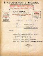 FACTURE13.AIX EN PROVENCE.PRODUITS CHIMIQUES & PHARMACEUTIQUE.OPTIQUE.PHOTOGRAPHIE.A.SIGAUD PHARMACIEN. - Perfumería & Droguería