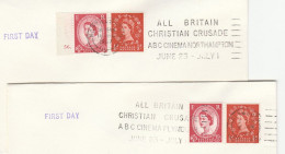 1967 2 Diff Cover ABC CINEMA  CHRISTIAN CRUSADE Northampton Slogans (Left & Right) Gb Stamps Religion Movie Slogan - Brieven En Documenten