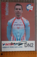 Autographe Matthieu Durpaix Cercle Gambetta Orléans Inter Sport DN2 Format 13.5 X 19.5 Cm - Cyclisme