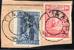 2826.GREECE.10L,40L LITHO GIALTRA SCARCE POSTMARKS ON PIECE - Maschinenstempel (Werbestempel)