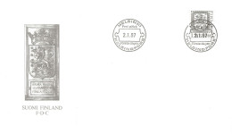 Finland   1987 National Coat Of Arms, Heraldic Lion  1.70Mk Mi 1008   FDC - Lettres & Documents