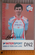 Autographe Le Monnier De Gouville Guy Cercle Gambetta Orléans Inter Sport DN2 Format 13.5 X 19.5 Cm - Ciclismo