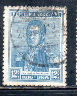 ARGENTINA 1916 JOSE DE SAN MARTIN 12c USED USADO OBLITERE' - Oblitérés