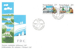 Finland   1987 Tourism: Centenary Of The Finnish Tourist Association, Skier And Hiker    Mi 1011-1012   FDC - Covers & Documents