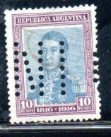 ARGENTINA 1916 PERFIN JOSE DE SAN MARTIN 1p USED USADO OBLITERE' - Oblitérés