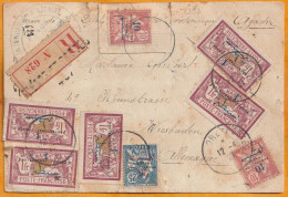 1921 - Carte Recommandée D' AGADIR, Maroc Vers WIESBADEN, Allemagne - Trésor Et Postes - Affrt 5 F 45 - Lettres & Documents
