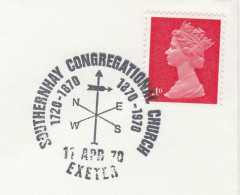 WEATHER VANE 1970 Exeter EVENT COVER Southernhay Congregational Church Gb Stamps Religion Meteorology - Climat & Météorologie