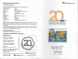 #2643 CHILE 2019 EMS POSTAL SERVICE ANIV MAP POST OFFICIAL BROCHURE - Cile