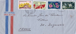 TCHAD-1969-Lettre De FORT-LAMY AEROPORT Pour BUZANCAIS-36 (France)..composition De Timbres Fleurs...cachet..Ambassade - Chad (1960-...)