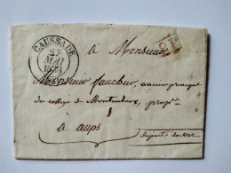 Lettre 1838 - Cachet Précurseur CAUSSADE (82) Arrdt Montauban Pour AUPS (83)  Cachet Au Dos + PP Porte Payé - BE - 1801-1848: Vorläufer XIX