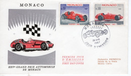 Monaco FDC - XXV Grand Prix De Monaco - Maserati - Ferrari - 2v Envelope Prémier Jour - Auto's