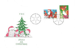 Finland   1987 Christmas, Santa With Christmas Gnomes.  Woman With Christmas Gnome Mi 1032-1033   FDC - Cartas & Documentos