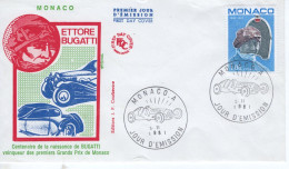 Monaco FDC - Centenaire De La Naissance De ETTORE BUGATTI - 1v Envelope Prémier Jour - Auto's