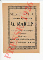 Publicité 1926 G. Martin Service Rapide Paris-Troyes-Paris - Non Classés