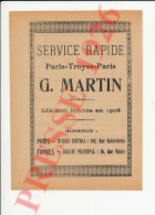 Publicité 1926 G. Martin Service Rapide Paris-Troyes-Paris - Ohne Zuordnung