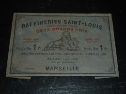 BOITE DE SUCRE DE 1 KG SUCRE COUPE  DOUBLE RAFFINAGE - RAFFINERIES SAINT-LOUIS MARSEILLE (DOC-C) - Sugars