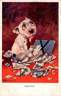 Illustrateur Anglais ??? Chien Dog Cane Billet Ticket ??? Cpa Couleur Non Ecrite Au Dos TB.Etat - Other & Unclassified