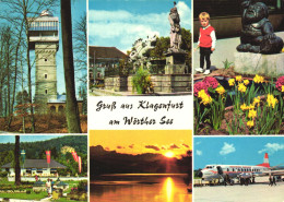 KLAGENFURT, CARINTHIA, WORTHER SEA, MULTIPLE VIEWS, TOWER, STATUE, CHILD, BOY, FLAGS, SUNSET, AUSTRIA, POSTCARD - Klagenfurt