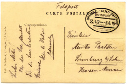 BELGIQUE - AMBULANT BRUSSEL - GENT - OSTENDE SUR CARTE POSTALE, 1915 - Armada Alemana