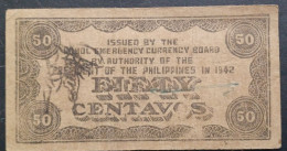 BANKNOTE PHILIPPINES 50 CENTS 1942 Emergency Issue Negros Emergency Currency Board RUNS 401,388 CIRCULATED - Filippine