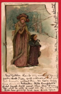    MOTHER + DAUGHTER IN SNOW   CHROMO    RAPHAEL TUCK ART SERIES ART BY MAUD GOODMAN  - Tuck, Raphael
