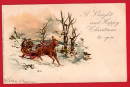 HORSE DRAWN SLEIGH  SNOWMAN  CHROMO    RAPHAEL TUCK CHRISTMAS SERIES  - Tuck, Raphael