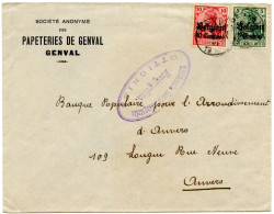 BELGIQUE - COB OC 2+3 GENVAL + CENSURE OTTIGNIES SUR LETTRE, 1916 - Duits Leger