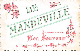 27-MANDEVILLE- DE MANDEVILLE JE VOUS ENVOIE MON SOUVENIR ( Carte A Paillettes ) - Autres & Non Classés