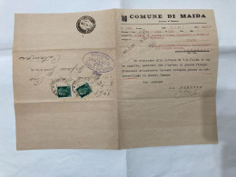 DOCUMENTO STORIA POSTALE ORFANO DI GUERRA CATANZARO VS COMUNE DI MAIDA 1934. - Documentos Históricos