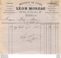 MEAUX 1879 LEON MOREAU MAGASIN DE CUIRS 29 RUE SAINT NICOLAS - 1800 – 1899