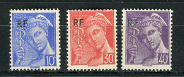 FRANCE - TYPE MERCURE - N° Yvert 657+658+659** SURCHARGE DÉCALÉE - 1938-42 Mercurius