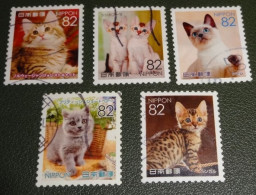 Nippon - Japan - 2016 - Michel Xxxx - Gebruikt - Used - 5 X Cat - Chat - Kat - Katze - Used Stamps