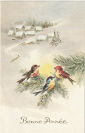 84 - CARTE BONNE ANNEE GAUFFREE . MAISONS OISEAUX SAPINS DANS PAYSAGE ENNEIGE . RAD - Anno Nuovo