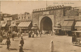 Tunisie - Tunis - La Porte De France - Animée - Grand Café De La Place - Débit De Tabac - CPA - Voir Scans Recto-Verso - Tunisie