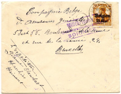 BELGIQUE - COB OC 15 HAREGNIES + CENSURE SOIGNIES SUR LETTRE - Army: German