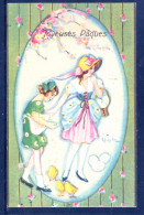 19125 Carlo Chiostri -  Jeunes Fillettes Nourrrissant Des Poussins Avec Oeufs - Joyeuses Pâques - Chiostri, Carlo