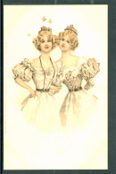 20523 - Aus Der Guten Alten Zeit - Deux Femmes Et Trois Papillons  - Meissner & Buch  - Serie 1065 Litho - Ante 1900