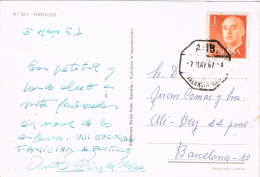 34572. Postal FONTILLES (Valencia) 1967. AMBULANTE Ferrocarril Linea Valencia-Barna. Vista De Fontilles - Lettres & Documents