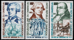 CAMEROON 1975 Mi 809-811 BICENTENARY OF AMERICAN REVOLUTION MINT STAMPS ** - Kamerun (1960-...)