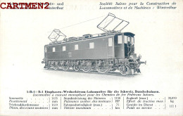 SOCIETE SUISSE CONSTRUCTION LOCOMOTIVES MACHINES WINTERTHUR TRAIN LOCOMOTIVE ZUG BAHN CHEMINS DE FER FEDERAUX  - Treni