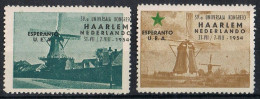 DOS Sello, Viñeta, Label  HAARLEM (Holland) 1954. ESPERANTO Kongreso ** - Variétés Et Curiosités