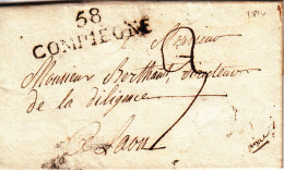 MARQUE POSTALE  LAC  58 COMPIEGNE  VERS LAON  1814 - 1801-1848: Voorlopers XIX