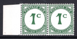 British Guiana 1952 Postage Due - Chalk-surfaced Paper - 1c Green Pair HM (SG D1a) - British Guiana (...-1966)